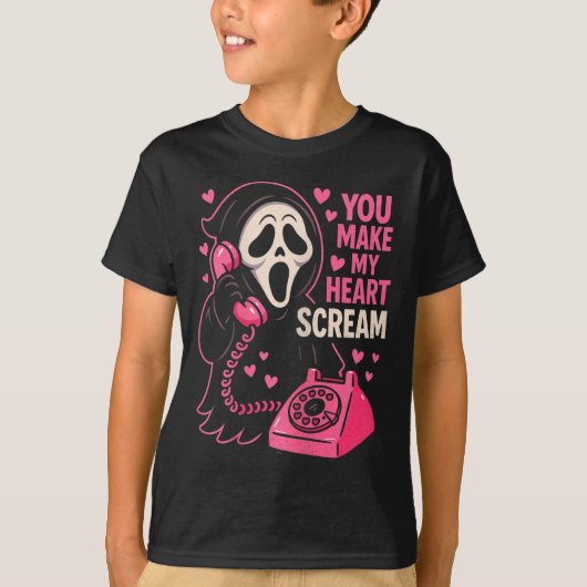 Cute Creepy Horror Make My Heart Scream Valentine’ Tシャツ (正面)