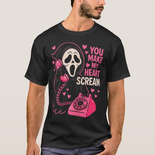 Cute Creepy Horror Make My Heart Scream Valentine’ Tシャツ (正面)