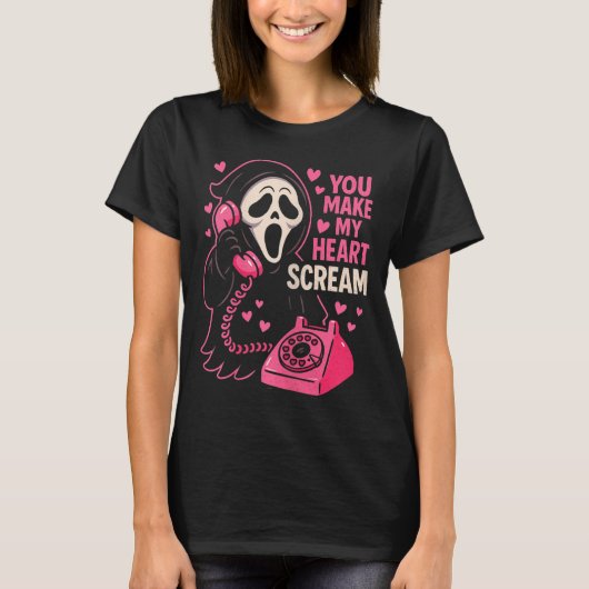 Cute Creepy Horror Make My Heart Scream Valentine’ Tシャツ (正面)