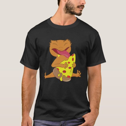 Cute Crested Gecko Eating Pizza Lizard Quotes Tシャツ (正面)