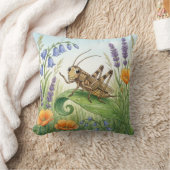 Cute Cricket on a Leaf Tiny Insects  クッション (ブランケット)