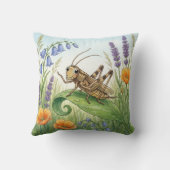 Cute Cricket on a Leaf Tiny Insects  クッション (裏面)