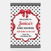 Cute Crimson Bow Baby Shower アクリルサイン (正面)