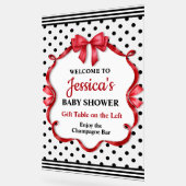 Cute Crimson Bow Baby Shower アクリルサイン (傾斜)