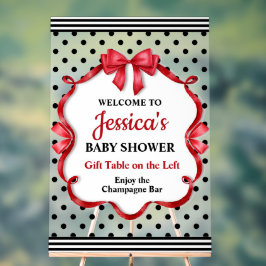 Cute Crimson Bow Baby Shower アクリルサイン