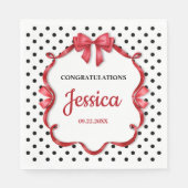 Cute Crimson Bow Baby Shower スタンダードランチョンナプキン (正面)