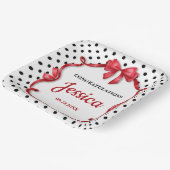 Cute Crimson Bow Baby Shower ペーパープレート (傾斜あり)