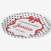 Cute Crimson Bow Baby Shower ペーパープレート (アングル)