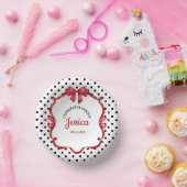 Cute Crimson Bow Baby Shower ペーパーボウル (パーティー)