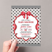 Cute Crimson Bow Baby Shower Invitation アクリル招待状 (インサイチュ (ポータブル))
