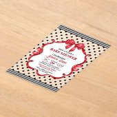 Cute Crimson Bow Baby Shower Invitation アクリル招待状 (レイダウン)