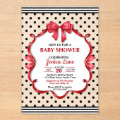 Cute Crimson Bow Baby Shower Invitation アクリル招待状 (正面)