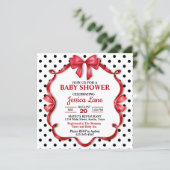 Cute Crimson Bow Baby Shower Invitation 招待状 (スタンド正面)