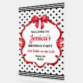 Cute Crimson Bow Birthday アクリルサイン (傾斜)