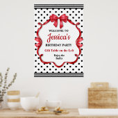 Cute Crimson Bow Birthday ポスター (キッチン)