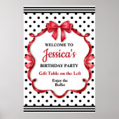 Cute Crimson Bow Birthday ポスター (正面)