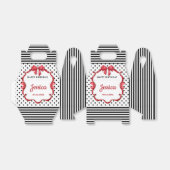 Cute Crimson Bow Birthday 4"w x 2.5"l x 5"h フェイバーボックス (折り畳みなし)