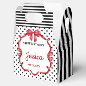 Cute Crimson Bow Birthday 4"w x 2.5"l x 5"h フェイバーボックス (オープン)