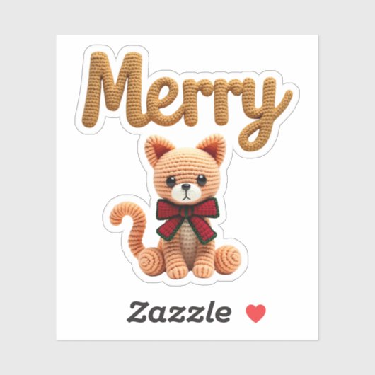 Cute Crochet Christmas Cat Sticker シール (シート)