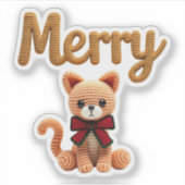 Cute Crochet Christmas Cat Sticker シール (正面)