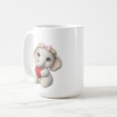 Cute Crochet Elephant Holding Heart Amigurumi Art コーヒーマグカップ (正面左)