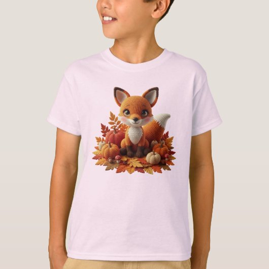 Cute Crochet Fox with Pumpkins – Cozy Autumn Amigu Tシャツ (正面)
