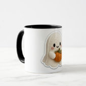 Cute Crochet Ghost Aesthetic Coffee Mug - Kawaii H マグカップ (正面左)