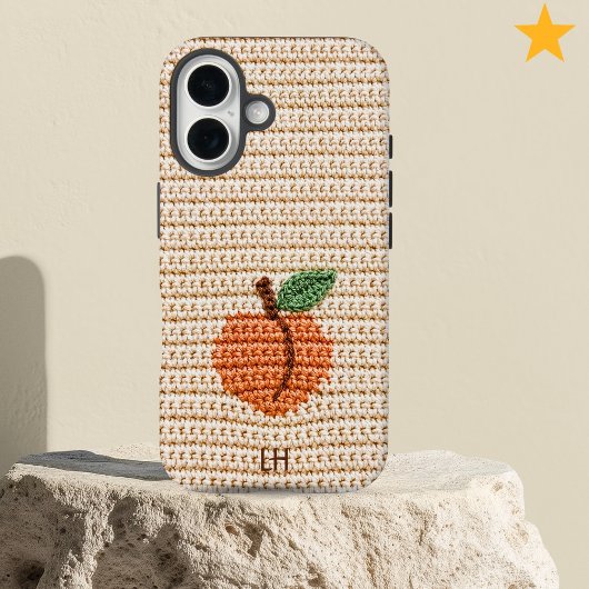 Cute Crochet Peach Fruit Yarn Custom Name Initials Case-Mate iPhoneケース
