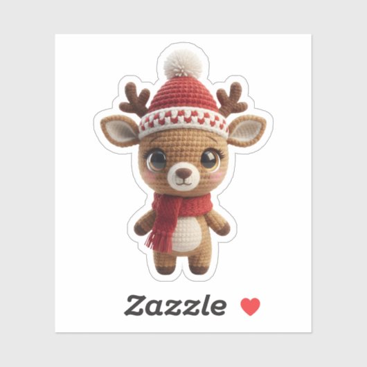 Cute Crochet Reindeer Christmas Sticker シール (シート)