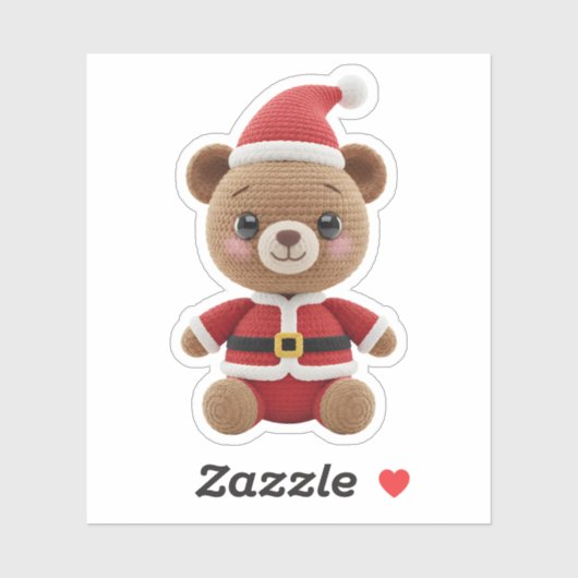 Cute Crochet Santa Teddy Bear Sticker シール (シート)