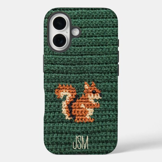 Cute Crochet Squirrel Custom Initials Monogram   Case-Mate iPhoneケース (裏面)
