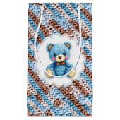 Cute Crochet Teddy Bear Blue and Brown スモールペーパーバッグ (正面)