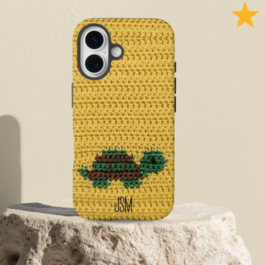 Cute Crochet Turtle Custom Initials Monogram Case-Mate iPhoneケース