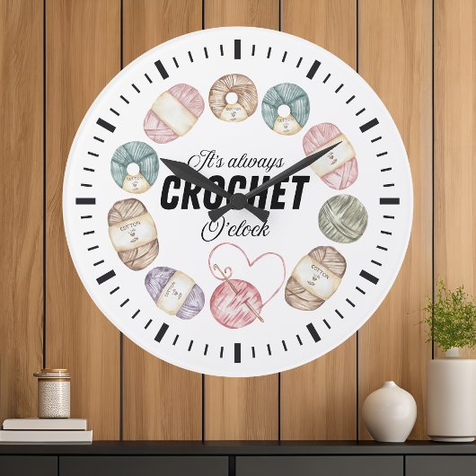 Cute Crochet Yarn Wall Clock | Decor Gift Idea ラージ壁時計