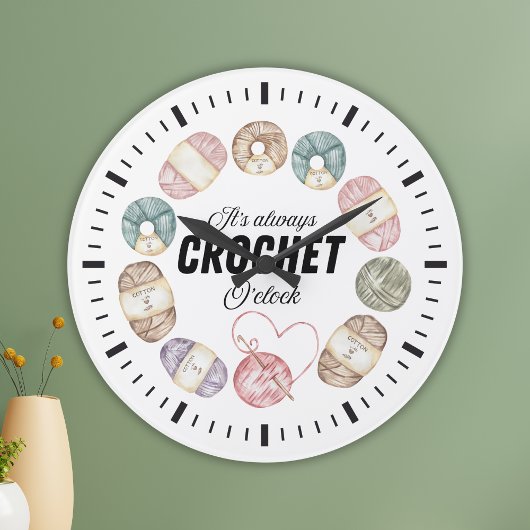 Cute Crochet Yarn Wall Clock | Decor Gift Idea ラージ壁時計