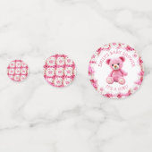 Cute Crocheted Teddy Bear Girl's Baby Shower コンフェッティ (裏面)