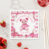 Cute Crocheted Teddy Bear Girl's Baby Shower スタンダードランチョンナプキン (インサイチュ)