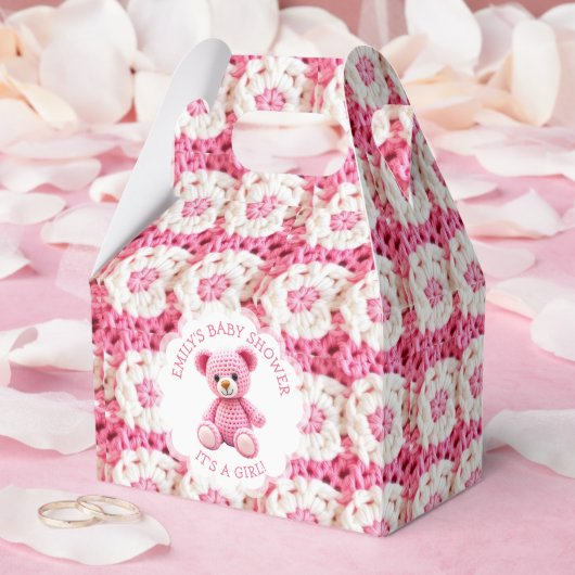 Cute Crocheted Teddy Bear Girl's Baby Shower フェイバーボックス (ウェディング)