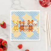 Cute Crocheted Teddy Bears Boy's Baby Shower スタンダードランチョンナプキン (インサイチュ)