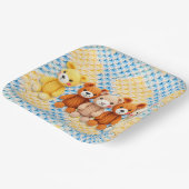 Cute Crocheted Teddy Bears Boy's Baby Shower ペーパープレート (傾斜あり)