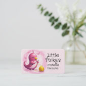 Cute crocheter pink bird crochet hook yarn 名刺 (スタンド正面)