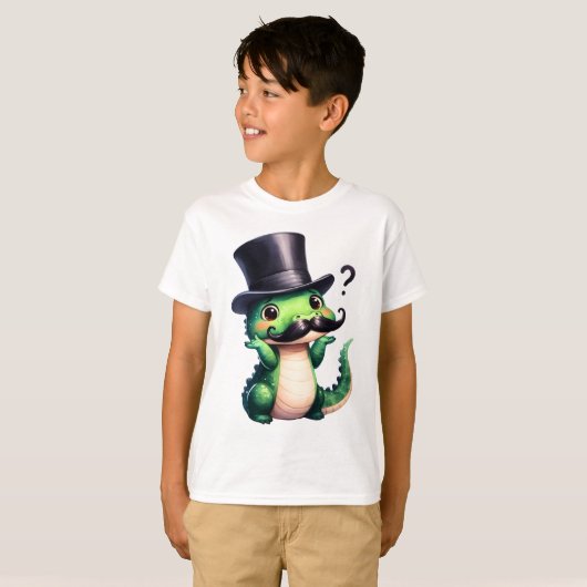Cute Crocodile Gentleman Fun Art Tシャツ (正面フル)