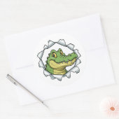 Cute Crocodile Torn Paper Sticker ラウンドシール (封筒)