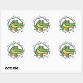Cute Crocodile Torn Paper Sticker ラウンドシール (シート)
