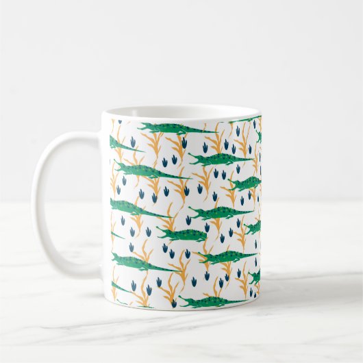 Cute crocodiles seamless pattern. Cartoon animals. コーヒーマグカップ (左)
