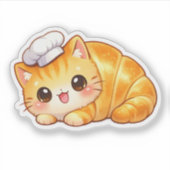 Cute Croissant Cat Kawaii Bakery Vinyl Sticker シール (正面)
