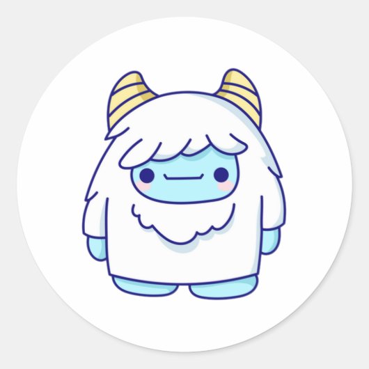 Cute Cryptid Yeti ラウンドシール (正面)