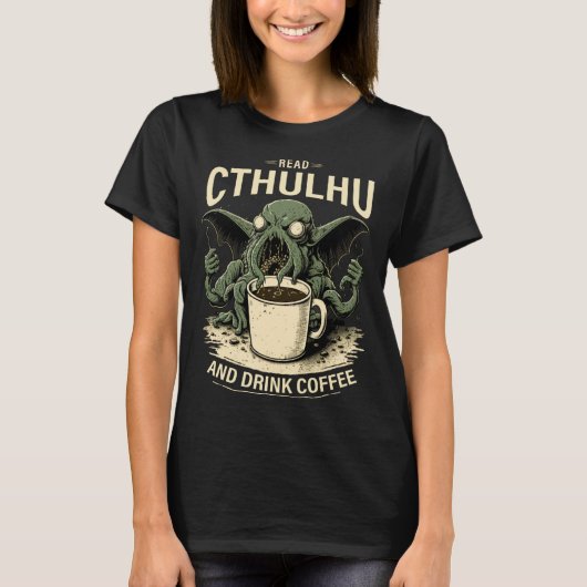 Cute Cthulhu and Coffee Tシャツ (正面)