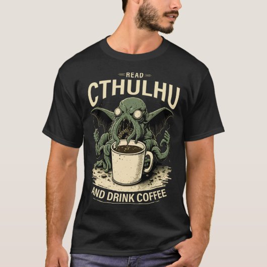 Cute Cthulhu and Coffee Tシャツ (正面)