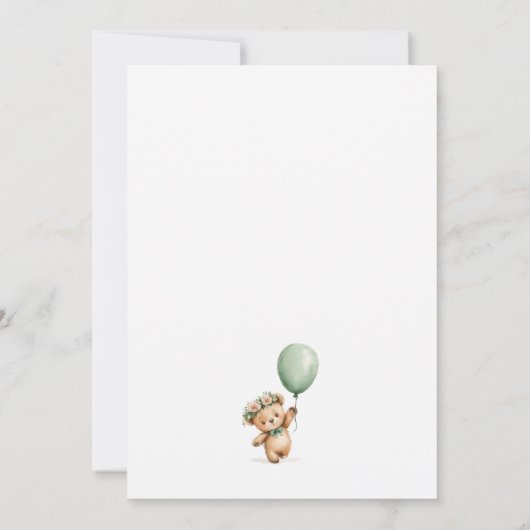 Cute Cub Sage Green We Can Bearly Wait Baby Shower 招待状 (裏面)